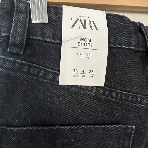 Zara Women's Black Denim Shorts Mom short, high rise rigid - 36 - Picture 6 of 7